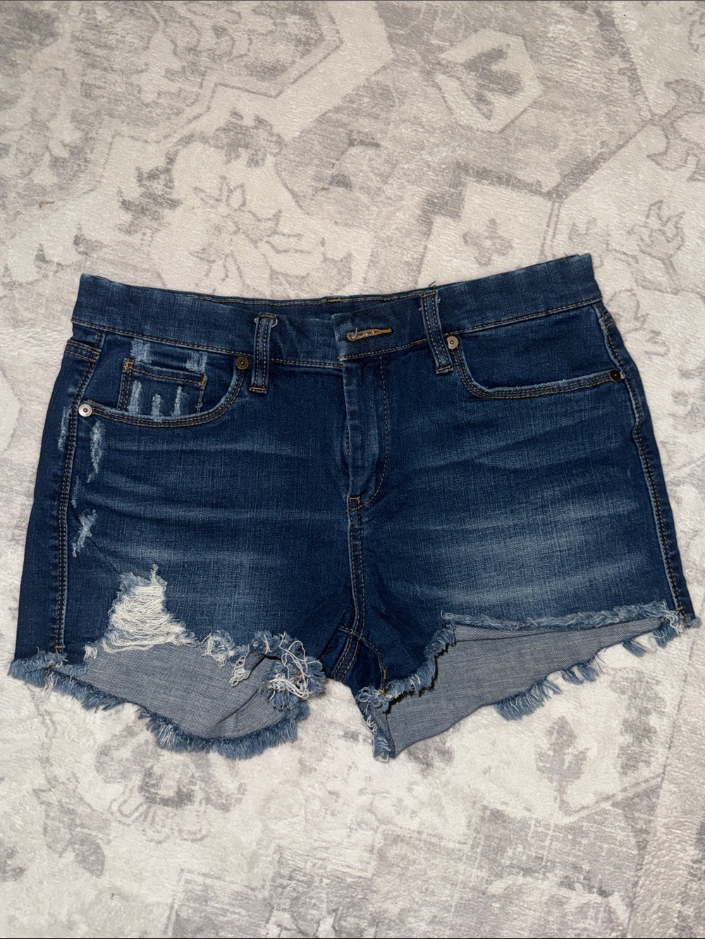 Blank NYC Distressed Dark Blue Denim Shorts
